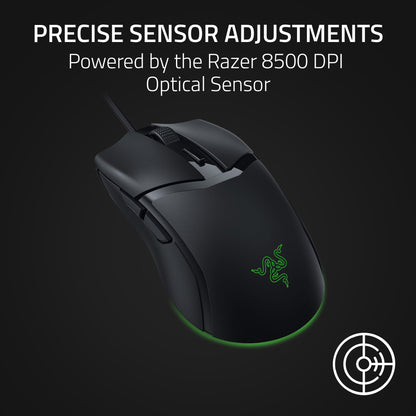 Razer Cobra Mouse para Juegos con Cable: Peso 58g - Interruptores Ópticos Gen-3 - Iluminación Chroma RGB con Luz Inferior - Sensor Óptico Preciso De 8500 dpi - Pies De Ratón 100% PTFE - Negro