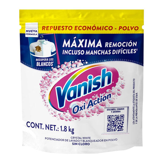 Vanish Quitamanchas Desinfectante para Ropa Blanca en Polvo de 1.8 kg