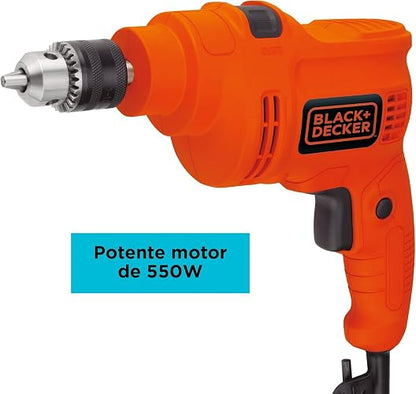 BLACK+DECKER Taladro Rotomartillo 3/8" 550W con Caja, TP550K | Taladro Rotomartillo 3/8" (10mm), 550W, Caja de Herramientas