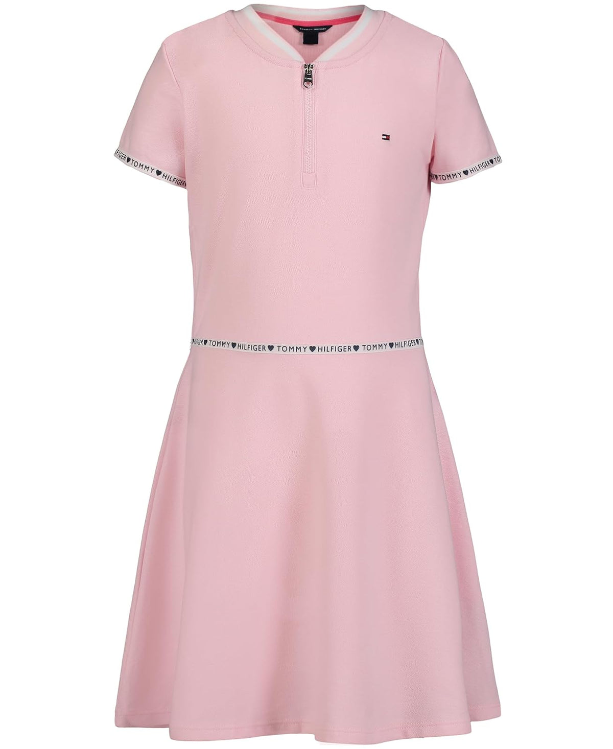 Tommy Hilfiger Short Sleeve Sporty Flag Taping Dress, Classic Style with Logo Design & Trim Vestido informalNiñas