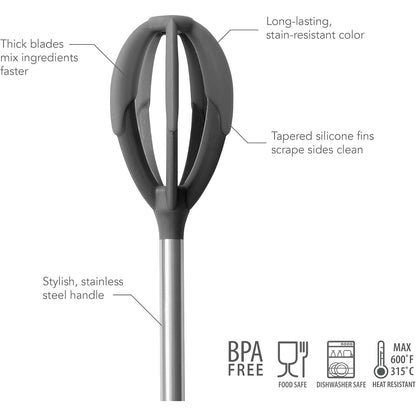 Tovolo Better Bateador Tool (carbón) – Silicona y acero inoxidable utensilios de cocina para mezclar panqueques, gofres, pasteles, magdalenas y más para hornear, sin BPA y apto para