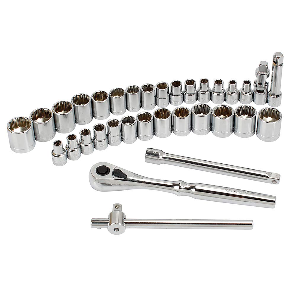 Urrea Herramientas 5200CB Urrea Juego de dados y accesorios 3/8" de 33 piezas en estuche plástico, color, pack of/paquete de 33