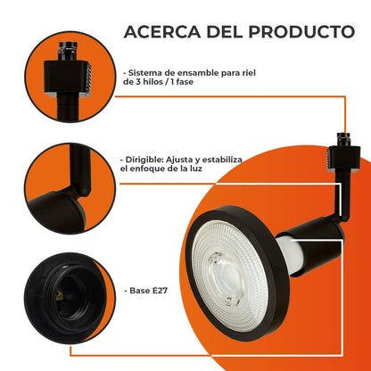 Tecnolite Lámpara Interior para Riel Sobreponer Tecnolite