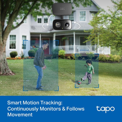 Tapo - Cámara de Seguridad para Interiores y Exteriores, 2K de 3 megapíxeles, detección y Seguimiento de gritos de Persona/bebé, visión Nocturna de 360°, Almacenamiento SD/Nube, Funciona con Alexa y
