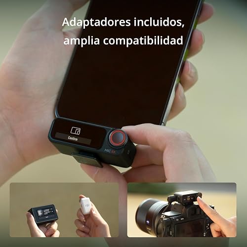 DJI Mic 2 (1 TX+1 RX) | micrófono inalámbrico con cancelación de ruido inteligente, grabación interna flotante de 32 bits, sonido optimizado