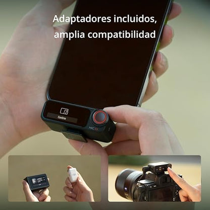 DJI Mic 2 (1 TX+1 RX) | micrófono inalámbrico con cancelación de ruido inteligente, grabación interna flotante de 32 bits, sonido optimizado