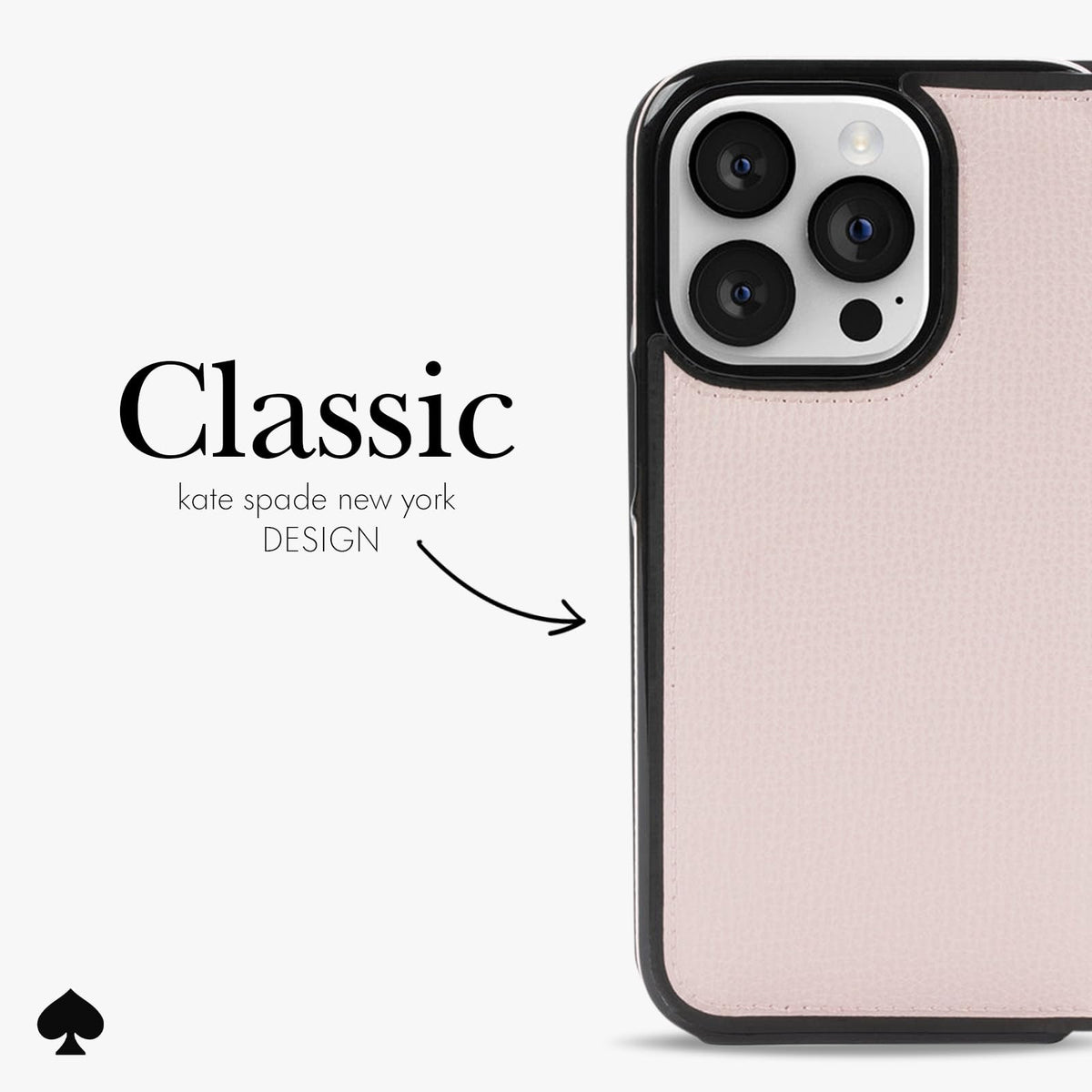 Kate Spade New York - Kate Spade Nueva York - Funda Tipo Cartera para iPhone 15 Pro, Compatible con Carga inalámbrica - Vitela pálida con Negro