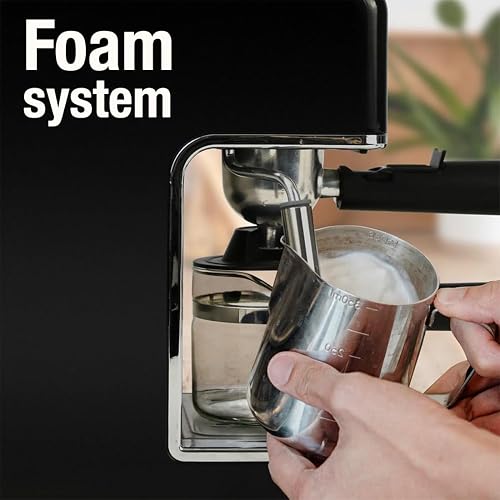 Koblenz Cafetera Espresso y Cappuccino, 4 Tazas, 3.5 Bares de Presión, Potencia de 800 W, Sistema de Espuma para Café Cappuccino, Color Negro con Acero Inoxidable, CKM-650 EIN, 00-0603-00-1