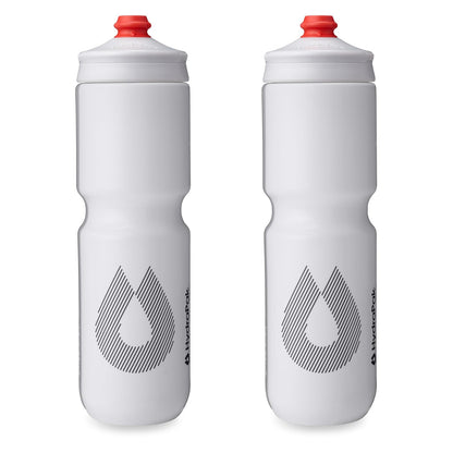 HydraPak Breakaway Surge Botella para Bicicleta Paquete de 2 - Blanco - 30oz - 880ml