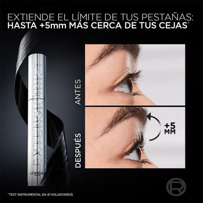 L'Oréal Paris Extensionist Máscara de Pestañas Tono Café, Efecto Alargamiento, Definición y Rizado, Para Pestañas Hasta 5mm Más Cerca de Tus Cejas, Dura Hasta 24h, Tono Café