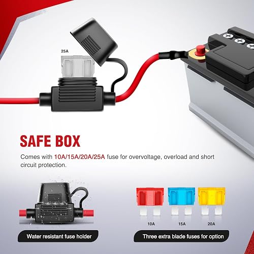 Nilight Barra de luz LED Arnés de cableado Kit 14 AWG Heavy Duty 12 V interruptor láser de 5 pines On Off Interruptor impermeable relé de potencia hoja fuse-2 Leads, 2 años de garantía