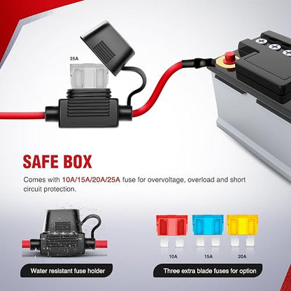 Nilight Barra de luz LED Arnés de cableado Kit 14 AWG Heavy Duty 12 V interruptor láser de 5 pines On Off Interruptor impermeable relé de potencia hoja fuse-2 Leads, 2 años de garantía