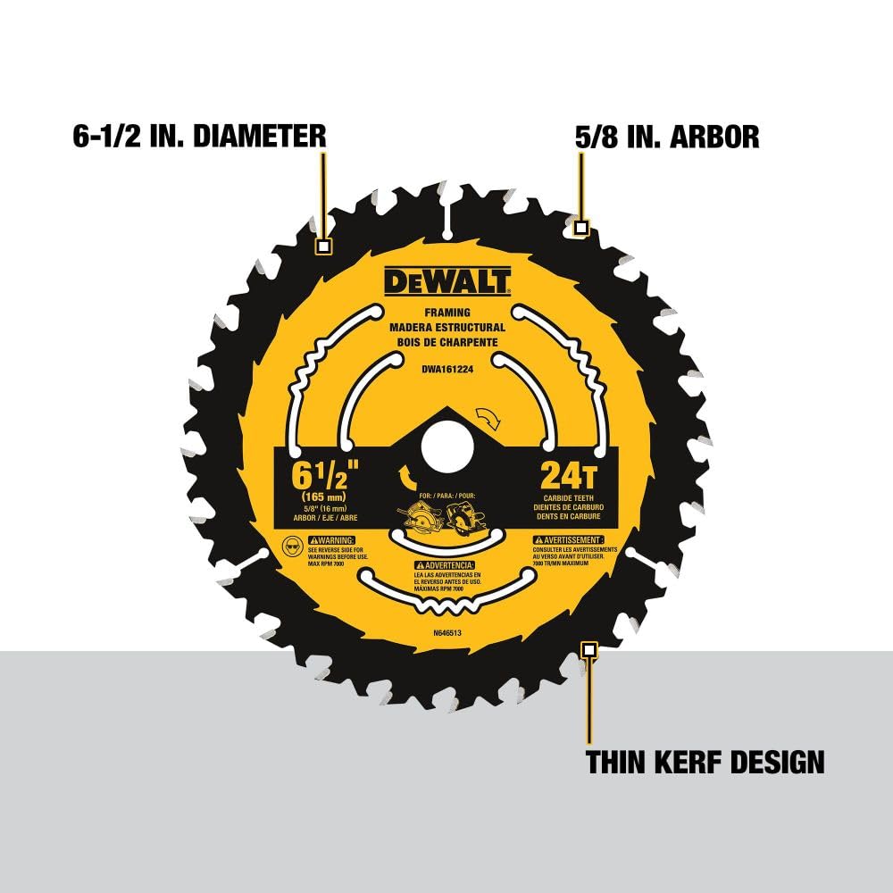 DEWALT DWA161224 Disco de Sierra Circular 6-1/2 pulgadas