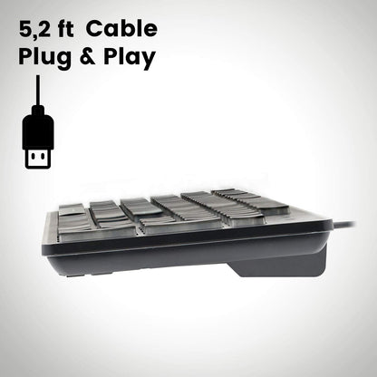 Perixx PERIBOARD-317 Teclado USB retroiluminado con Cable, Letra de impresión Grande con LED Blanco Iluminado, diseño inglés de EE. UU., Negro
