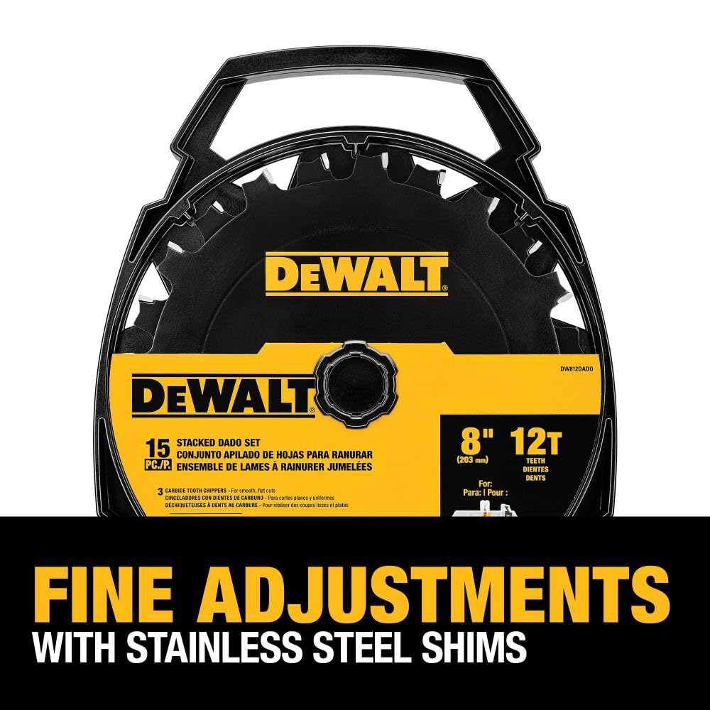 DEWALT - Hoja de sierra apilada (8 pulgadas, 12 dientes (DW812DADO)