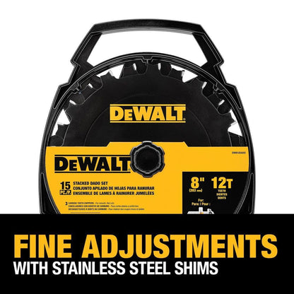 DEWALT - Hoja de sierra apilada (8 pulgadas, 12 dientes (DW812DADO)