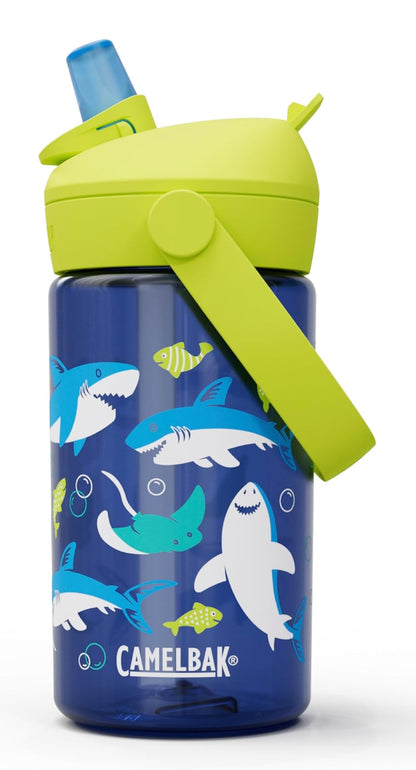 CamelBak Thrive Flip Straw Kids Botella con Popote, 400 ml - Tiburones y Rayos