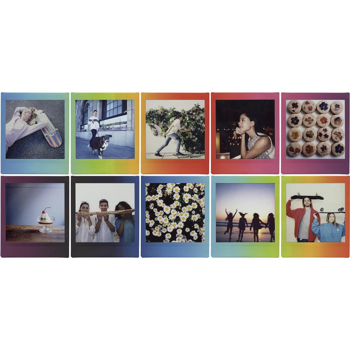 instax Fujifilm Película Square, Paquete de 2 + Película Fujifilm Square Rainbow