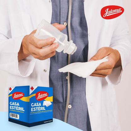 Jaloma | Gasa Estéril Simple 7.5x5 cm, material de curación, caja con 100 sobres