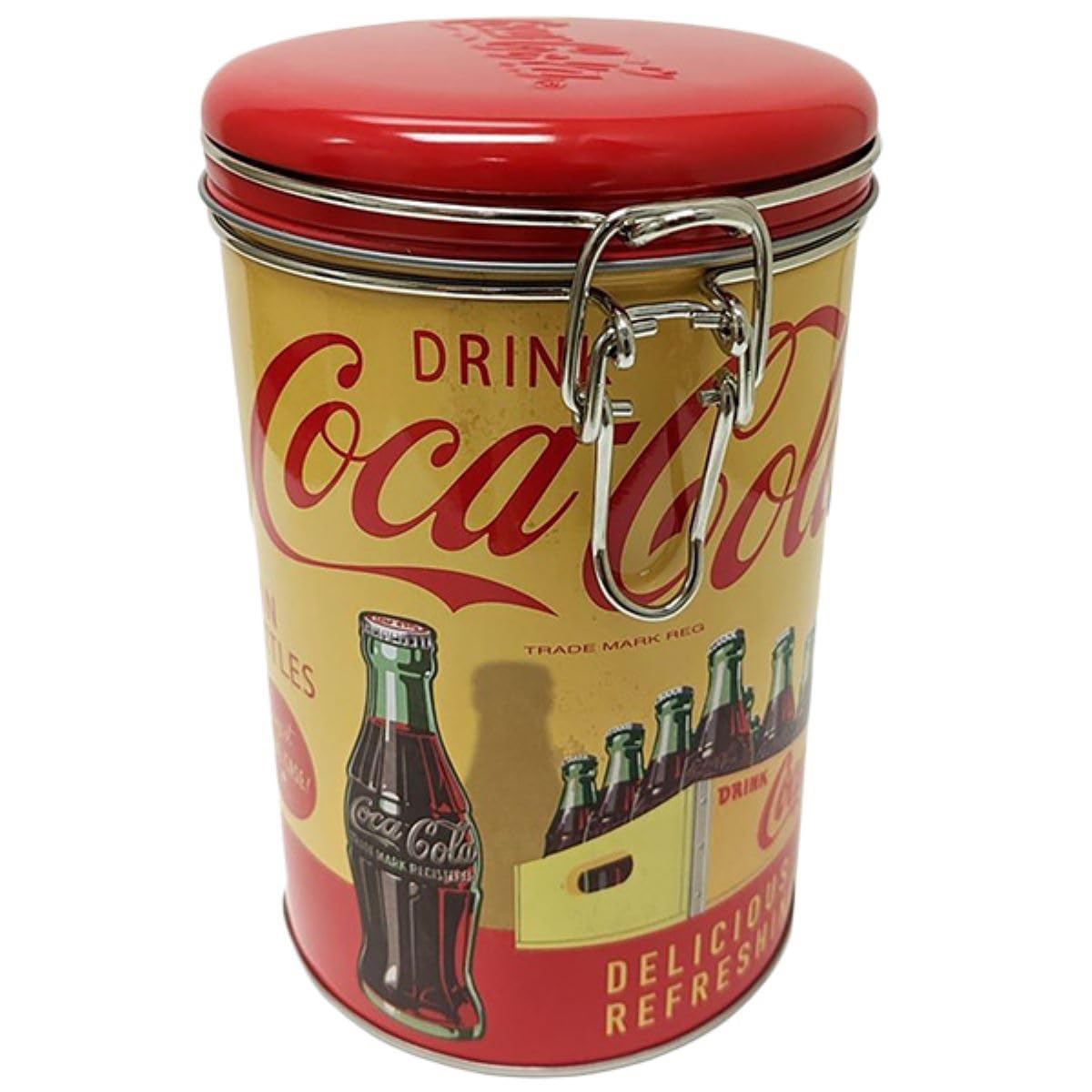 The Tin Box Company Recipiente Almacenamiento Distress Coca-Cola Redondo 4-1/4 x 6-1/2 pulgadas
