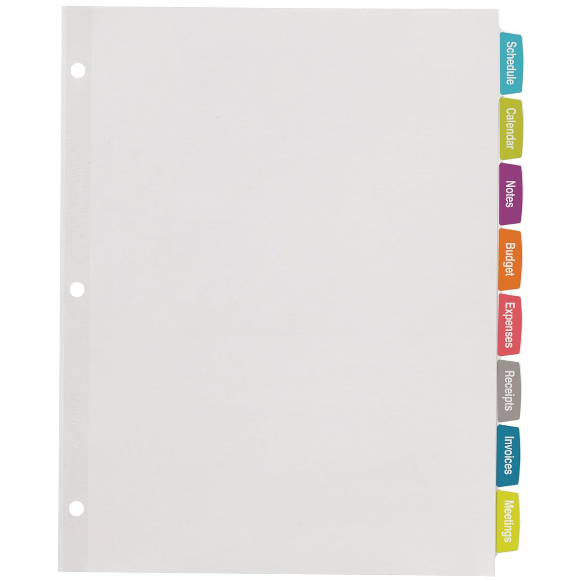 Avery - Separadores de etiquetas blancas imprimibles con pestañas grandes para carpetas de 3 anillos, 8 pestañas por juego, blanco, ideal para suministros de oficina, suministros escolares