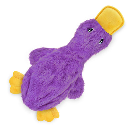 Best Pet Supplies Juguete de Piel Sin Relleno 2 en 1 para Perro - ACrinkle Duck (morado) - Large