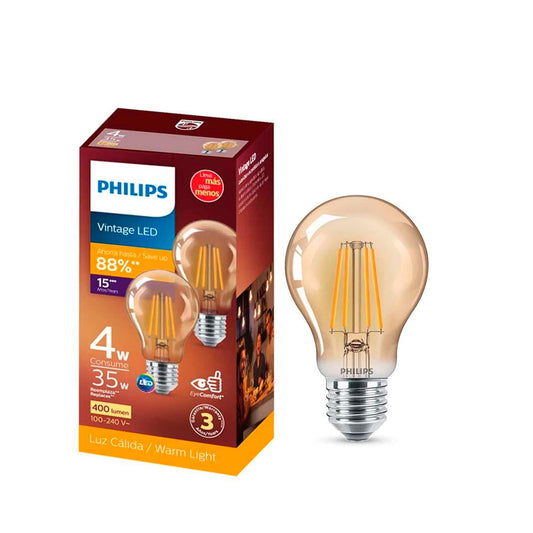 Philips LED Foco Filamento A60 35W Luz Cálida 2Pack