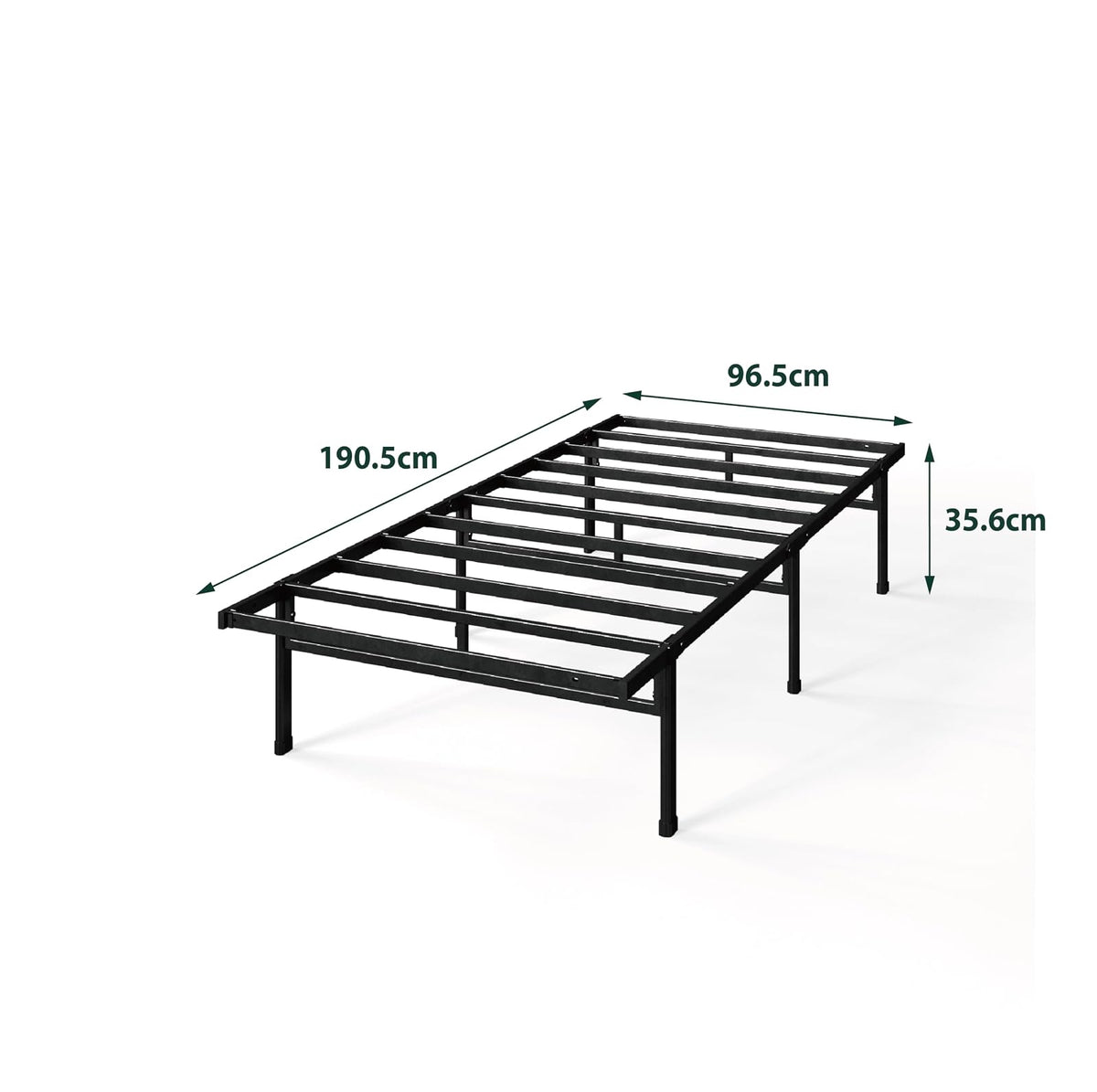 Zinus Justin | Base de Cama Individual de Acero con Soporte de Colchón y hasta 11 Patas para Mayor Estabilidad | Espacio de Almacenamiento Debajo