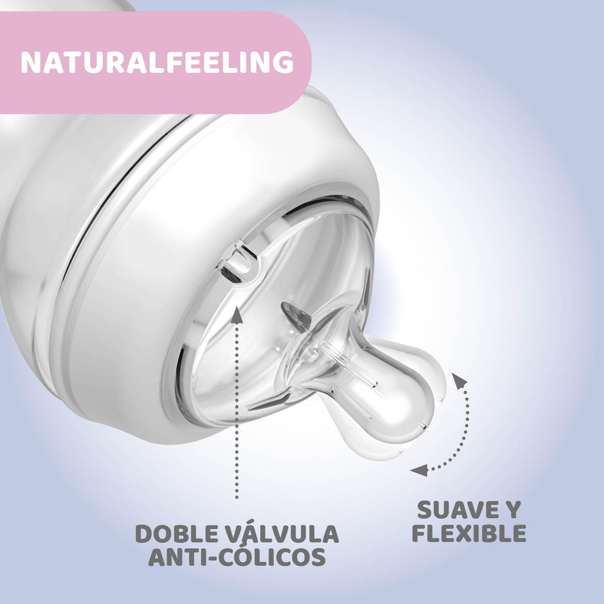 CHICCO, Biberón Natural Feeling, Color Blanco, 330 ml