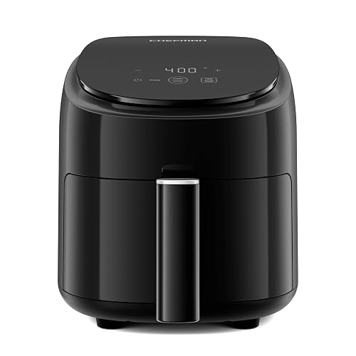 Chefman freidora de aire 2 Qt Freidora de aire compacta y que ahorra espacio canasta antiadherente sin PFAS comidas rápidas y fáciles en minutos perfecto para departamentos temporizador digital Negro
