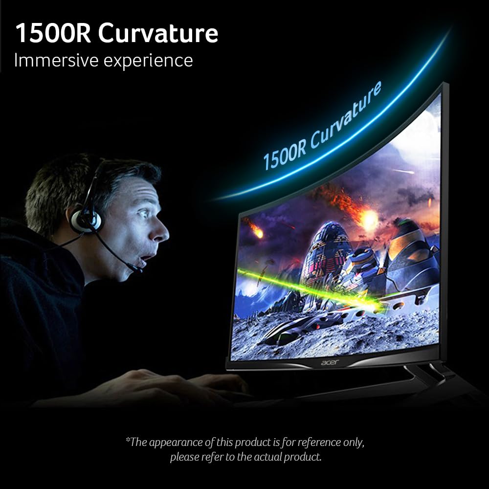 acer Monitor Gamer Nitro ED0 31.5" Curvo FHD (1920 x 1080) Panel VA | frecuencia de actualización 165Hz (por DisplayPort) | Tiempo de Respuesta 1ms (VRB) | Puertos HDMI y DisplayPort