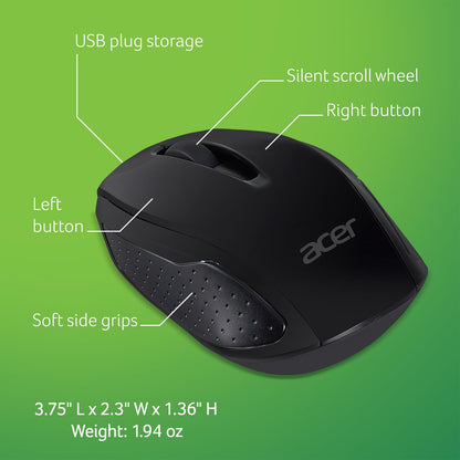 Acer AMR800 Mouse Inalámbrico | Hasta 1600 dpi, 2.4 GHz USB