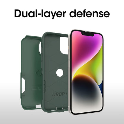 Otterbox Estuche Commuter Series para iPhone 14 y iPhone 13 - Trees Company (Verde), Delgado y Resistente, Apto para Bolsillo, con protección de Puertos