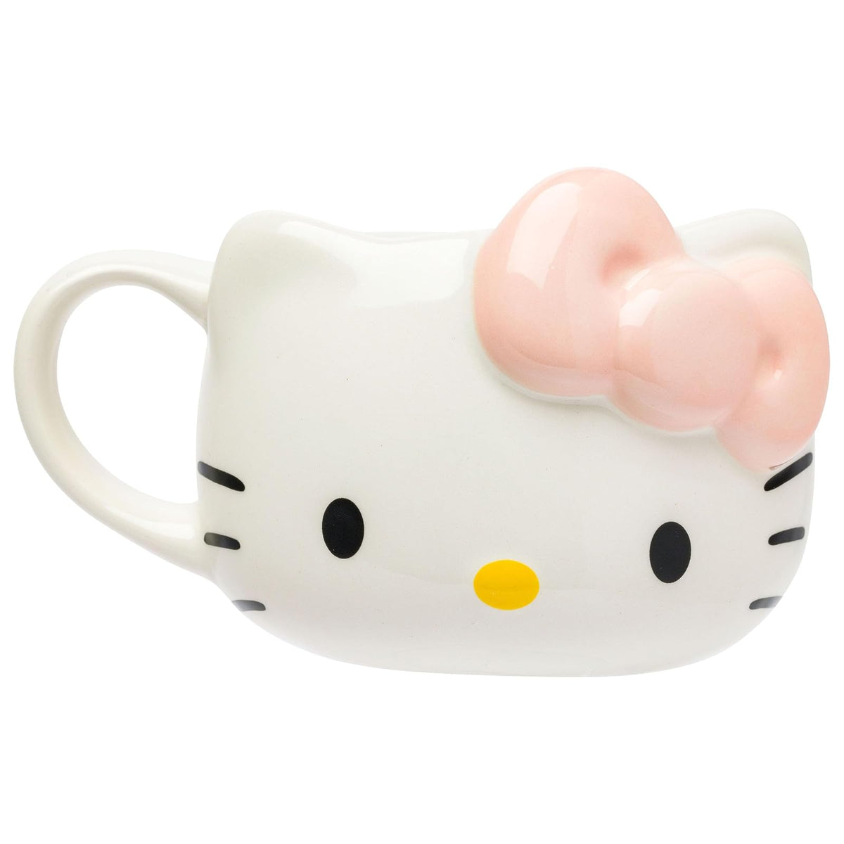 Silver Buffalo Hello Kitty - Taza esculpida 3D de cerámica con lazo de cara rosa claro