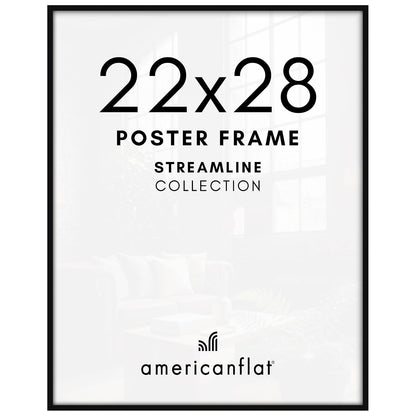 Americanflat Marco de Fotos Fino con Plexiglás Pulido, Negro - Negro - 55,88 x 71,12 cm (22 x 28 pulg.) - 1 paquete