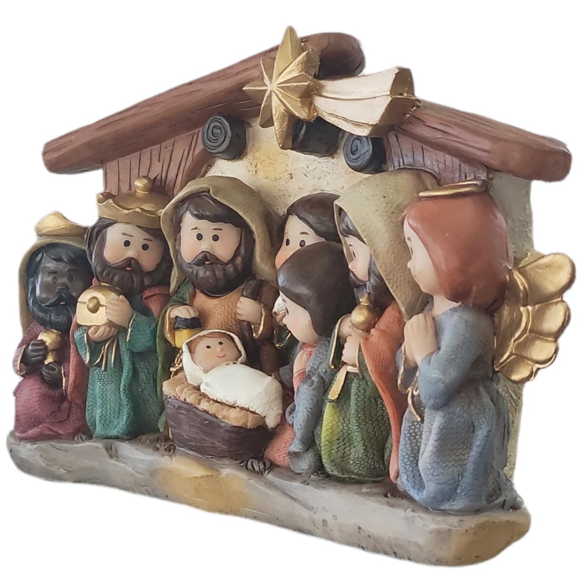 Nacimiento en Portal Navideño | Escena Sagrada de la Navidad | Perfecto para tu Navidad | 13x21x5cm | Running Decora