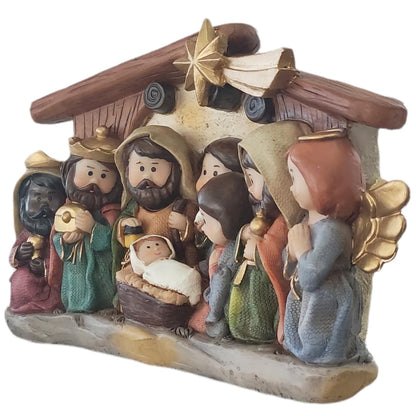 Nacimiento en Portal Navideño | Escena Sagrada de la Navidad | Perfecto para tu Navidad | 13x21x5cm | Running Decora