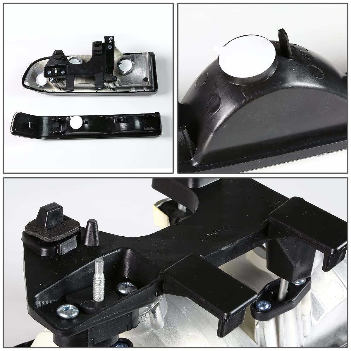 DNA Motoring HL-OH-S10984P-BK-AM Faros Delanteros de Esquina Ámbar para Blazer S10 98-04, Negro