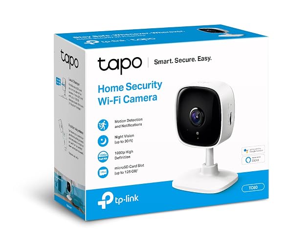 Tapo TP-Link TC60 Cámara Wi-Fi de Seguridad Interior para el Hogar,1080P, Control Remoto de Aplicaciones, Funciona con Alexa