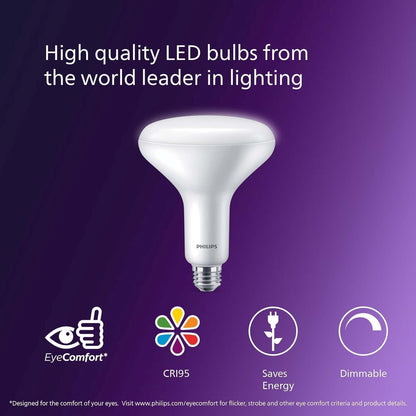 Philips Bombillas LED BR40 de 65 W, 4 unidades, ultra definición, color blanco suave (2700 K), 800 lúmenes (10 W = 65 W) regulables, sin parpadeo