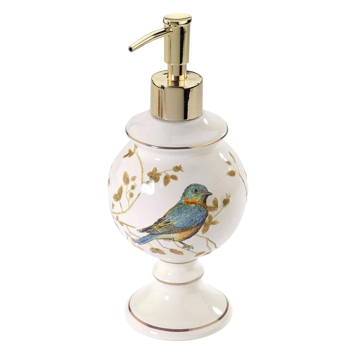 Avanti - Dispensador de loción de pájaros Dorados | Bomba de jabón y loción, bomba fácil, construcción duradera, decoración de baño de temporada - Lotion Pump