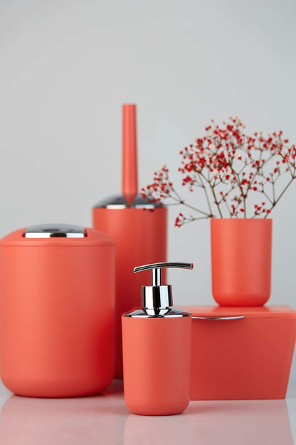 Wenko Brasil S - Cubo de basura con tapa oscilante, color rojo coral, absolutamente irrompible, capacidad: 2 L, plástico (TPE), 14 x 21 x 14 cm, color rojo coral