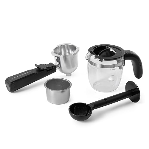 Oster Cafetera para Espresso y Cappuccino con Jarra de Vidrio | Tubo de vapor para espumar leche, con perilla de control, incluye cuchara medidora/aplanador, BVSTEM330