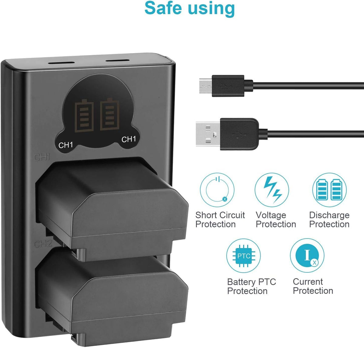 NEEWER NP-FZ100 2280mAh batería de Repuesto y Cargador con visualización LCD, 2 Paquetes, Compatible con Sony ZV-E10II A9III A7CII ZV-E1 A7III A7IV FX3 FX30 A6700 A1 A7C A7CR A7RIV A7RV A7SIII A9II
