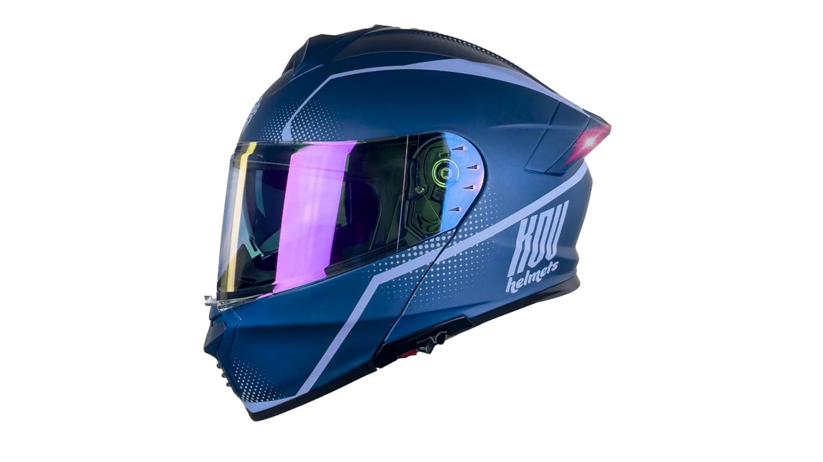 KOV Casco Waves Azul Thunder ABATIBLE para Moto Certificado Dot