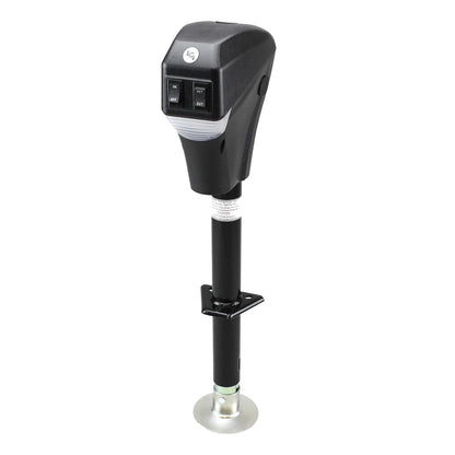 Lippert Power Tongue Jack - Marco en Forma de A, 3.5 Libras. Carrera de 18 Pulgadas, Almohadilla de pie de 5.4 Pulgadas, Carcasa Texturizada Duradera, anulación Manual de manivela de Emergencia,