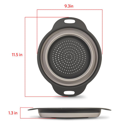 Glad Colador plegable – 2L | Escurridor de pasta pequeño para cocina, verduras y frutas | Cesta redonda plegable de plástico para un fácil almacenamiento, gris
