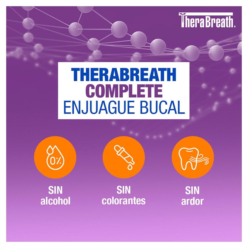 TheraBreath Enjuague Bucal Complete 6 en 1, Menta Revitalizante 473 ml. | Ayuda a Combatir las Caries y el Mal Aliento, Fortalecer los Dientes y el Esmalte. Sin Ardor ni Colorantes. Sin alcohol.