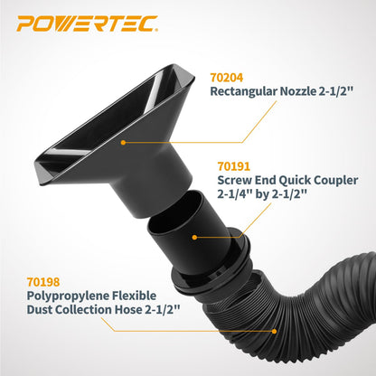 POWERTEC 70208V Kit de manguera flexible de recogida de polvo de 2-1/4 pulgadas