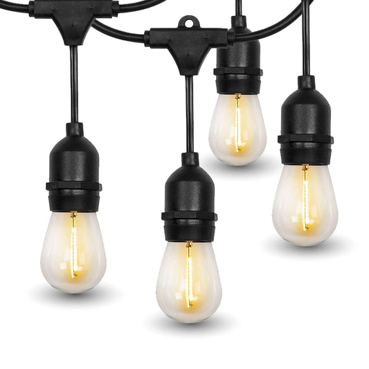 ILLUX Guirnalda de luces LED para exteriores DEKOR, 15 bombillas, 14.63 metros, impermeable IP65, ideal para jardines y terrazas, luz cálida, TL-1815.N, Serie de focos vintage
